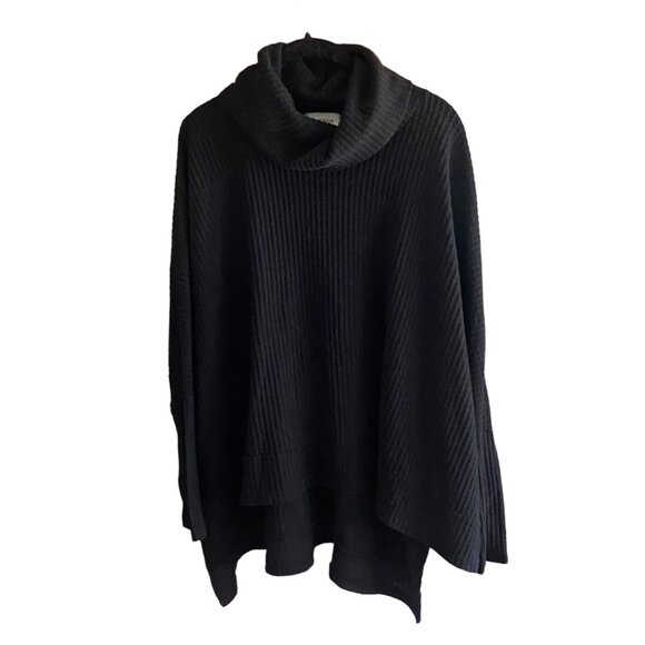 Cherish Boutique Womens Oversized Waffle Knit Batwing Blouse-Black-Size M - Picture 1 of 7